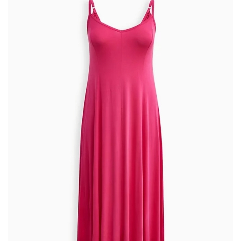 🆕️💗 1X BRIGHT PINK TRAPEZE MAXI DRESS - SUPER SOFT💗 - Picture 4 of 4